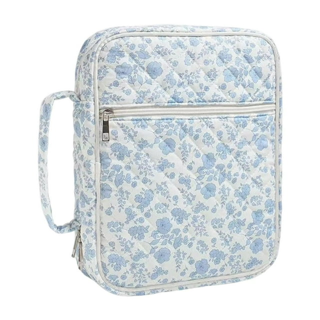 Estuche de transporte para Biblia con asa, organizador, funda multifuncional para Biblia, Flor azul