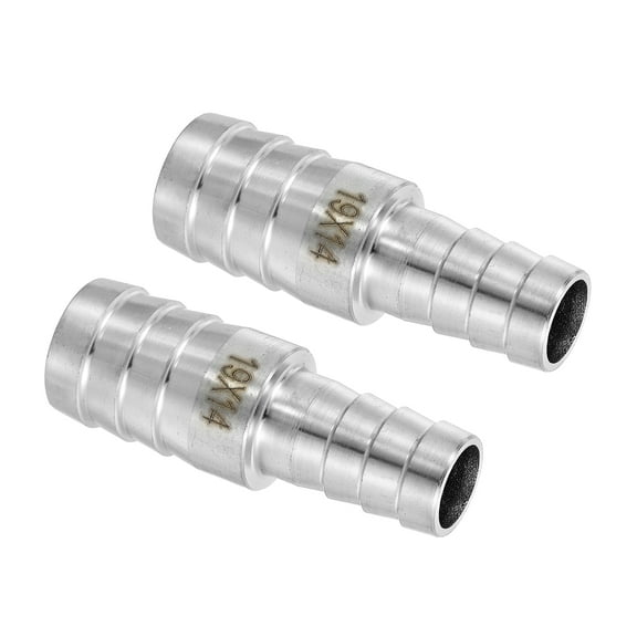 2Pcs 3/4" to 9/16" Hose Barb Reducer Pipe Fitting, 304 Stainless Steel Hose Pipe Fitting Sanitary Adapter for Vacuum Systems, Industrial Pipe Connections, Silver