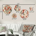 thumbnail image 4 of Designart "Nostalgic Florals In Red And Beige" Floral Round Wall Art Set Of 5 - Red Cottage Living Room Wall Metal Art Set, 4 of 6