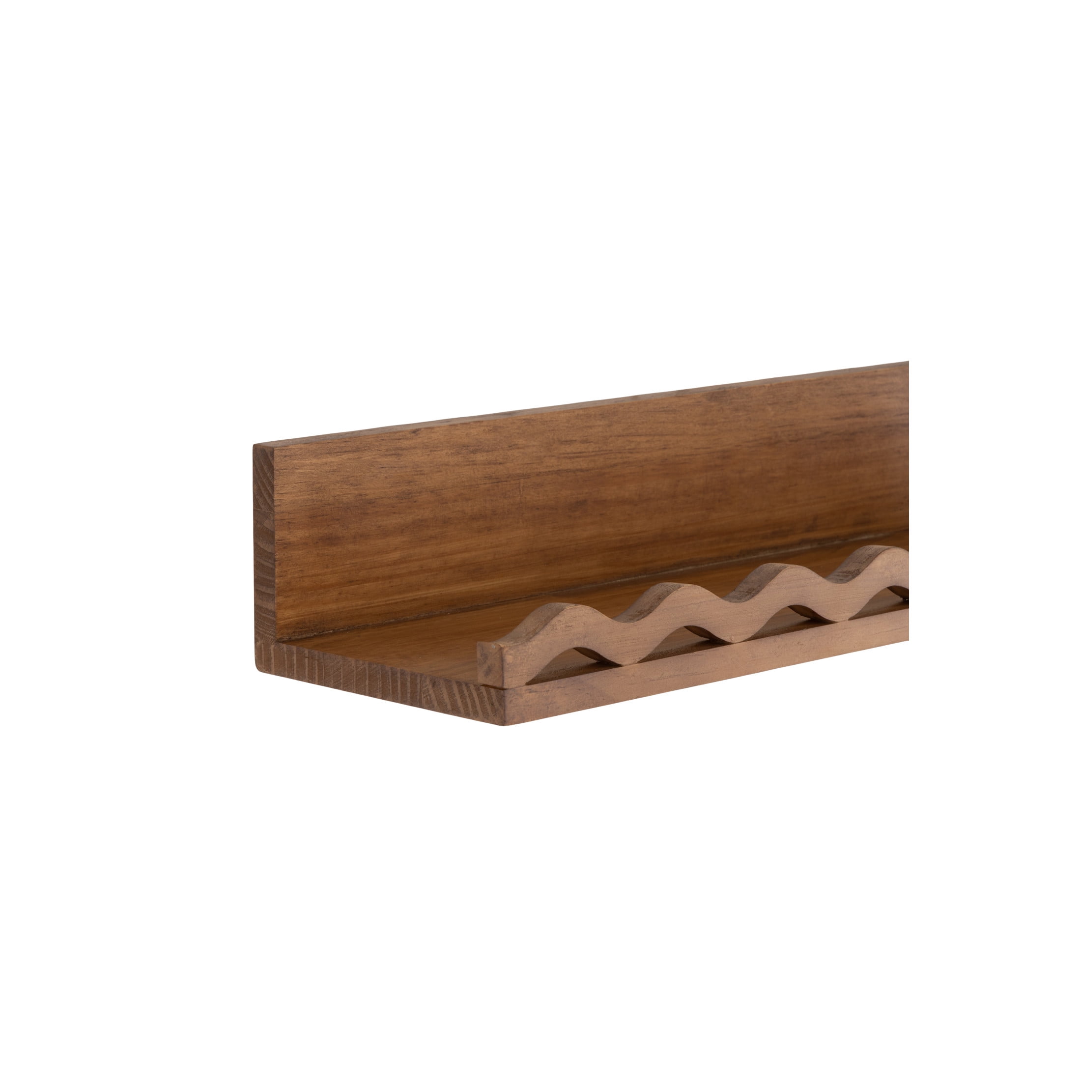 DecMode 31", 24"W Handmade Wavy 1-Tier Brown Wall Shelf (2 Count)