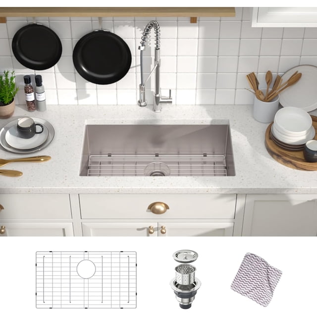 Undermount Sink, Single Bowl Kitchen Sink Undermount Stainless Steel Kitchen Sink Bar or Prep Kitchen Sink
