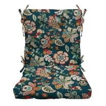 RSH Décor Indoor Outdoor Tufted Mid Back Chair Cushion, Telfair Peacock Blue