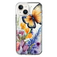 thumbnail image 1 of MUNDAZE Étui pour Apple iPhone 15 Plus Hybride Antichoc Mince Étui Rigide Souple TPU Protection Robuste - Fleurs Printemps Été Papillon Violet Bleu Lilas Floral, 1 of 6