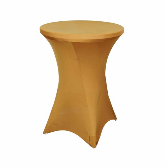 BalsaCircle 36-Inch Gold Cocktail Spandex Fitted Stretchable Elastic Tablecloth Table Linens Wedding Party Events Decorations