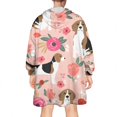 thumbnail image 2 of Pink Beagle and Flower Wearable Oversized Blanket,Wearable Blanket Hoodie for Adults,Cozy Hooded Blankets with Super Pockets,Super Warm Fuzzy Pullover for Women & Men, 2 of 6