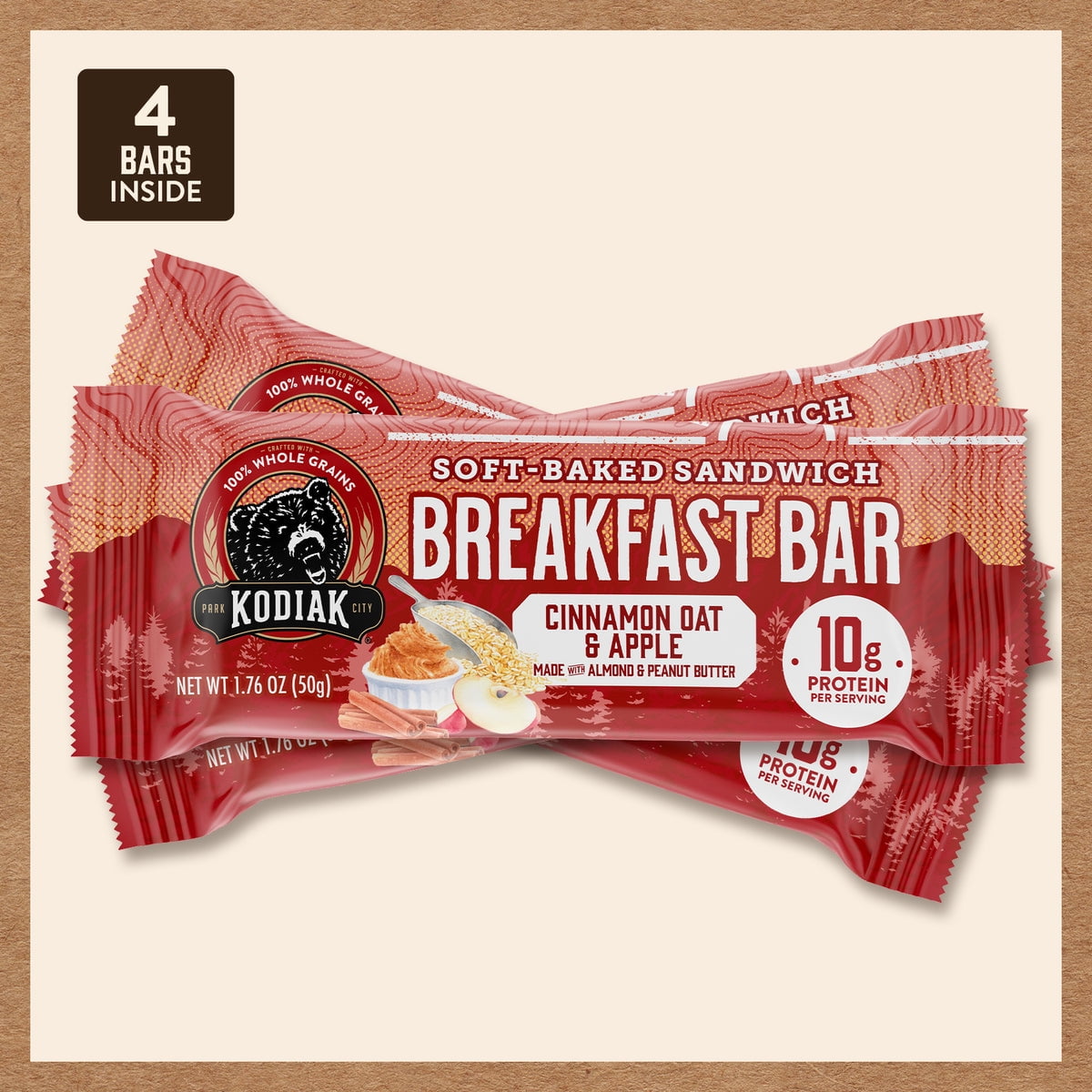 (Pack of 12) Kodiak Bar Breakfast Cinnamon Oat Apple 7.05 Oz