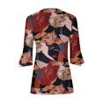 thumbnail image 4 of Fiudx Ofertas Relámpago Camiseta Estampada a La Moda para Mujer, Blusa con Mangas 3/4, Camisetas Informales con Cuello En V, 4 of 5