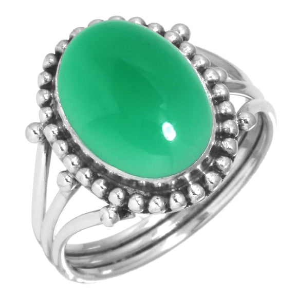 925 Silver Ring For Women - Men Natural Green Onyx Stone Silver Ring Size 8 May Birthstone Elegant Silver Ring Size 8 Gift For Ladies On Engagement 925 Silver Jewelry With Gemstone