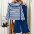 thumbnail image 4 of Zanarzt Clothing Sets for Teens Cute Girls Clothes Spring Long Sleeve Stripe Sweatshirt Flared Pants 2PCS Set Little Girl Outfits Blue,8-9 Years, 4 of 4