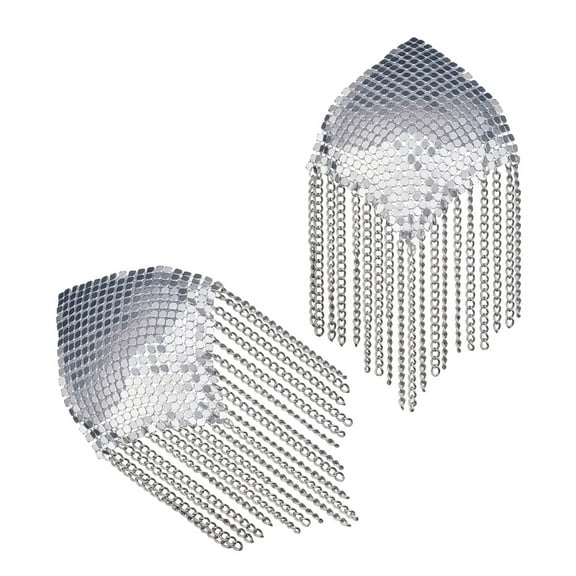 Huhudde 1 Pair Women's Reusable Pasties,Breast Petals with Sequins Tassels Adhesive Bra Nipple Covers Stickers Gifts