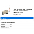 thumbnail image 2 of Trunk Lid Release Relay - Compatible with 1972 Lincoln Continental, 2 of 2