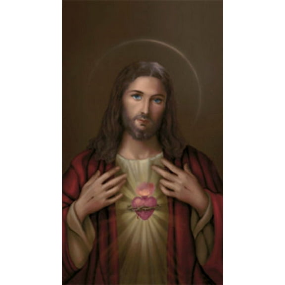 Sacred Heart of Jesus Paper Catholic Prayer Holy Card with Blank Back, Pack of 100