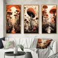 thumbnail image 1 of Designart "Vintage Mushroom Magic Mystical Landscapes I" Abstract Landscape Framed Wall Art Set Of 3 - Orange Abstract Landscapes Frame Gallery Set For Office Decor, 1 of 6