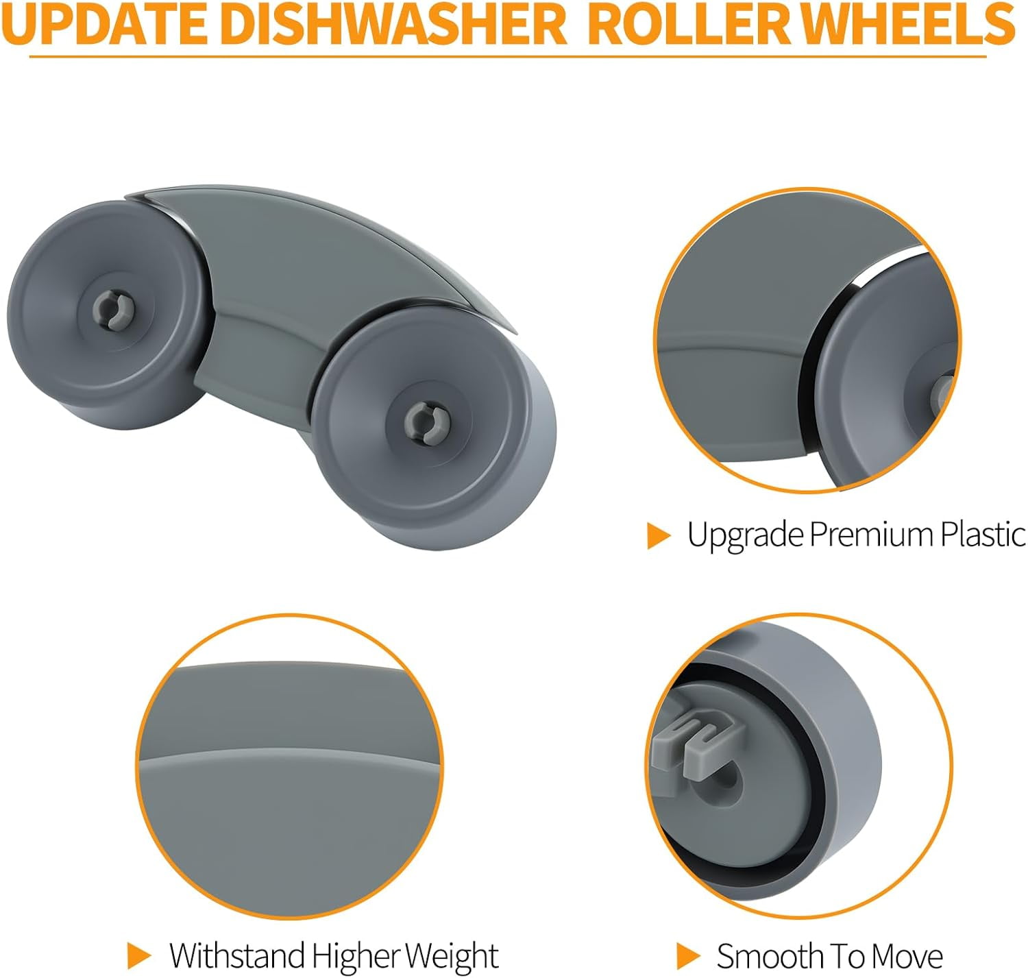 Upgraded  Dishwasher Wheels Lower Rack Replacement Parts for  Dishwasher Roller Wheels Bottom Rack  Dishrack Parts Lower Roller Axle 4 Kits