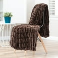thumbnail image 3 of Chanasya Ruched Royal Faux Fur Throw Blanket - Fuzzy Plush Elegant Blanket for Sofa Chair Couch and Bed with Reversible Velvet Blanket (50x65 Inches) Mocha, 3 of 3