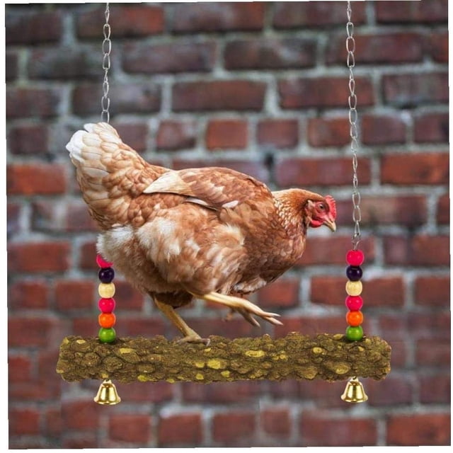 Columpio de madera para animales, juguete para gallinas, columpio para gallinas, accesorios para gallineros, columpio para periquitos, juguetes para pájaros, loros grandes, guacamayos, gallinas