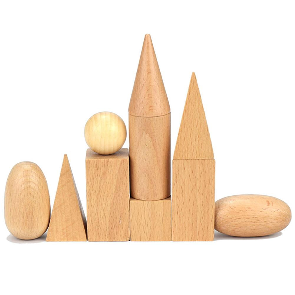 Kids Wooden Geometric Solids Shapes Montessori Learning Education Math Toys 7E 