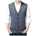 thumbnail image 2 of Men's Autumn Winter Buttoned V-Neck Wool Blend Sweater Vest Collarless Sleeveless Pullover, 2 of 8