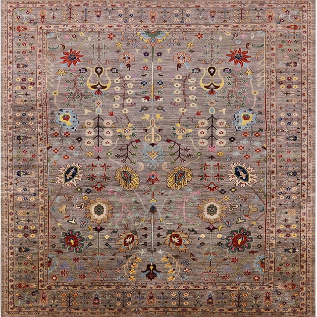 Ahgly Company Tapis d'Intérieur Lavable en Machine Carré Industriel Moderne Marron Châtaigne, 8 Pieds Carré