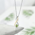 thumbnail image 4 of 10K Yellow Gold and 925 Sterling Silver Green Peridot and White Lab Grown Diamond Pendant Necklace for Women (0.56 Cttw, Gemstone August Birthstone, Oval 6X4MM, With 18 inch Silver Chain), 4 of 4