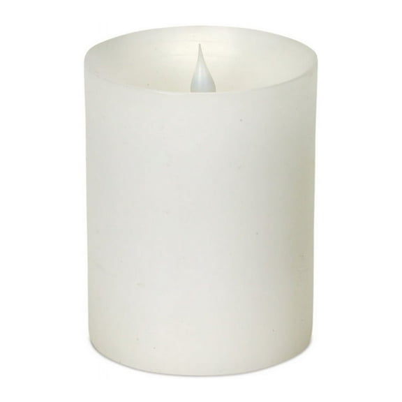 Melrose 5.25" Battery Operated White Flameless Wax LED Pillar Candle with Moving Flame