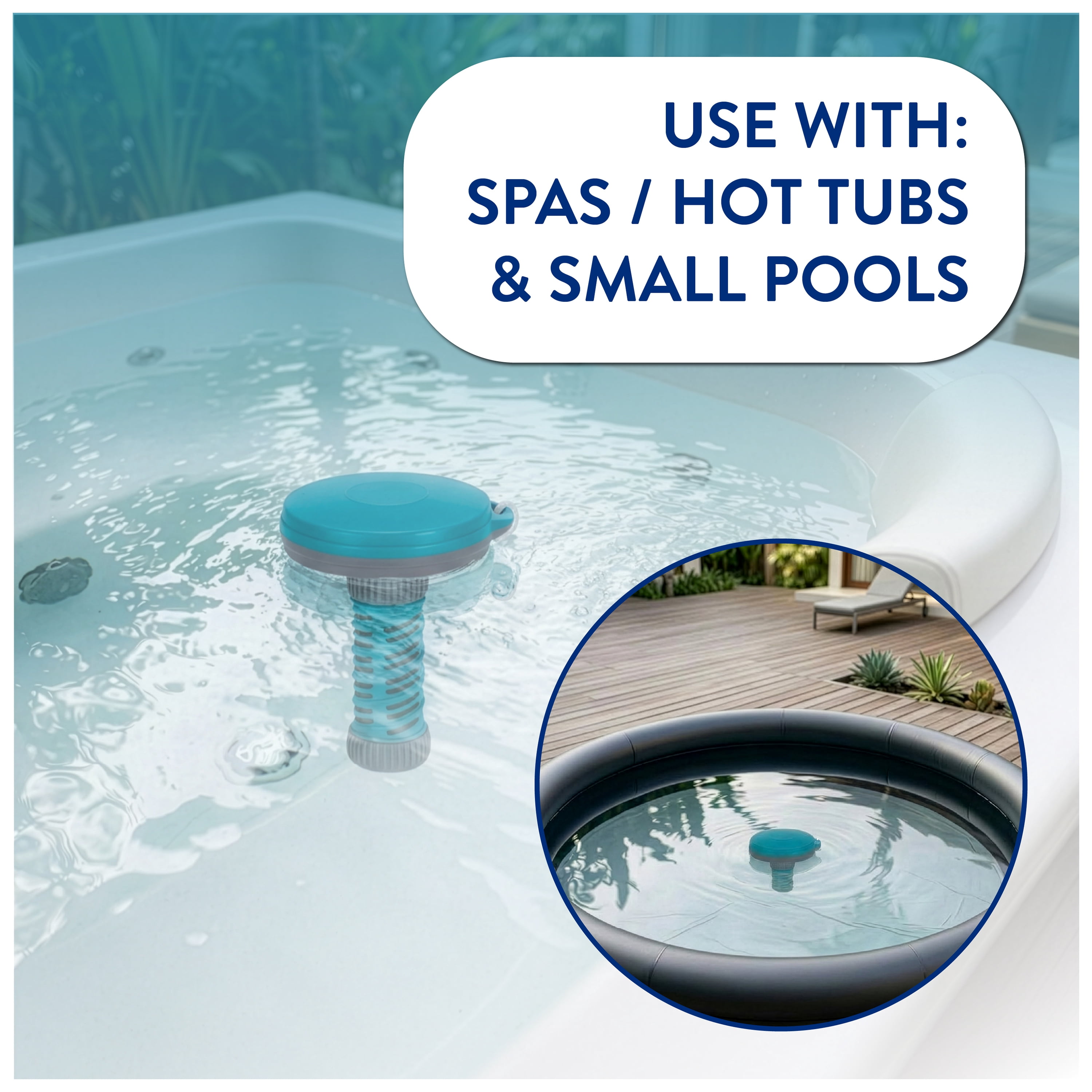 Bluescape Tablet Dispenser for Small Pools, Spas & Hot Tubs, ABS Teal & Gray, Fits 1 in Tablets, 5.6 in x 5.6 in x 8 in, 1 Pack