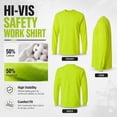 thumbnail image 6 of Gildan Hign Visibility Unisex Safety Cotton Long Sleeve Work T-Shirt, Pack Of 4 (Safety Green, 2XL), 6 of 9