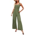 thumbnail image 2 of Sunloudy - Mono informal con cuello cuadrado para mujer, a la moda, color sólido/estampado, sin mangas, con pernera ancha Sunloudy S, M, L, XL, 2 of 9
