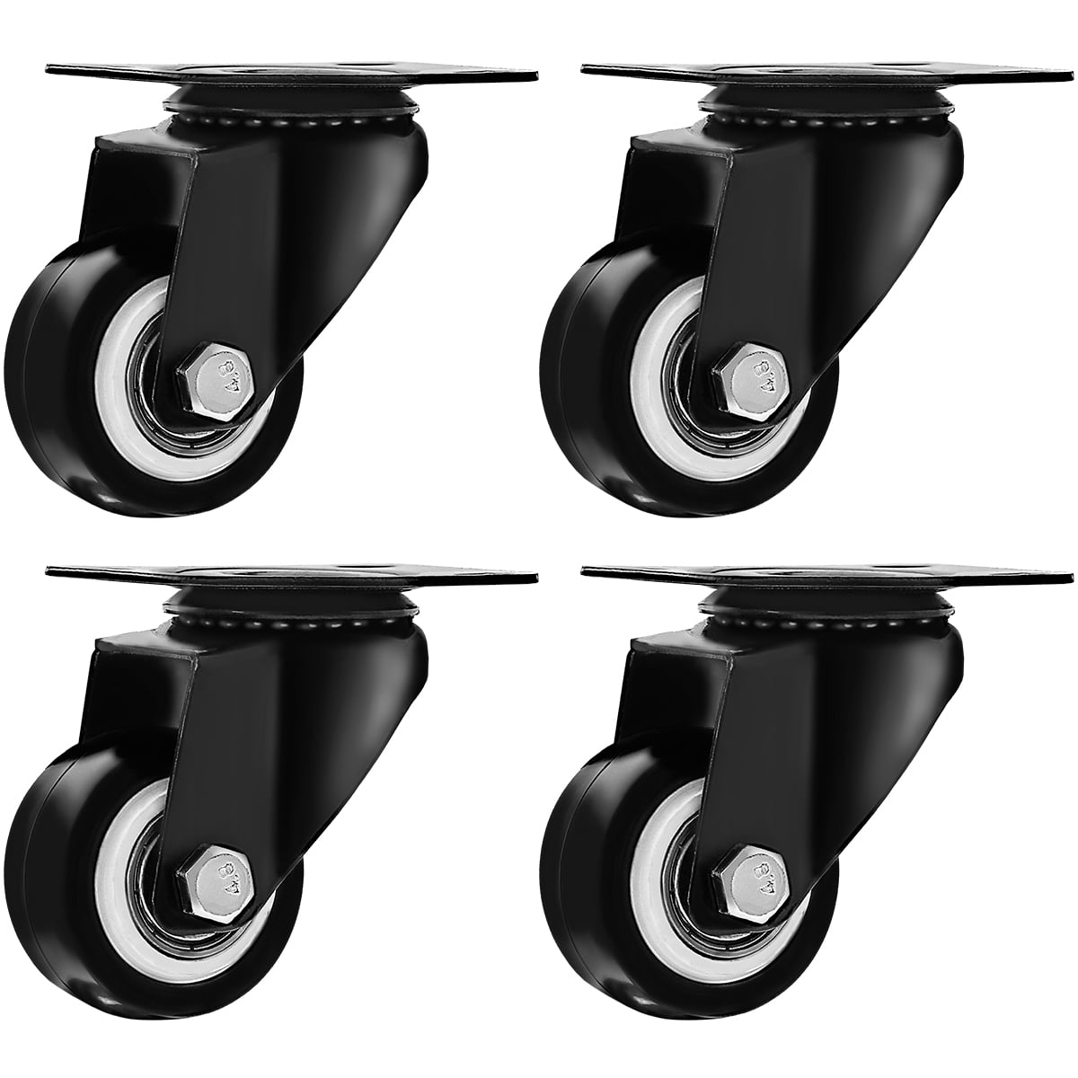 Swivel Caster Wheels Rubber Base With Top Plate & Bearing Heavy Duty Pack Of 