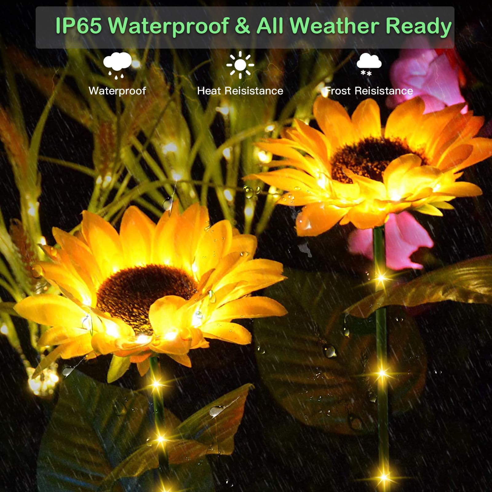 4 Packs Solar Sunflower Lights Garden Decor, Artificial Sunflowers Solar Garden Decorative Lights with Glowing Stems,Waterproof Solar Outdoor Lights for Lawn, Patio, Yard, Pathway