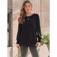 thumbnail image 6 of Womens Long Sleeve Tops Dressy Casual Shirts Pleated Crewneck Basic Blouses Fall Trendy Outfits, 6 of 6