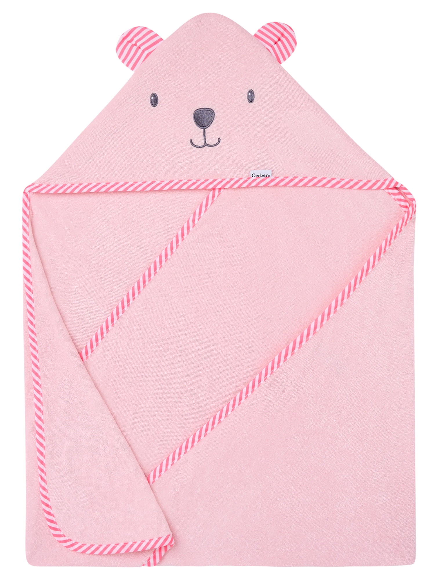 Gerber Baby Girl Pink Absorbent Hooded Towel, One Size