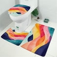 thumbnail image 2 of Colorful Tie Dye Mountain Pattern Bathroom Rugs Sets 3 Piece,Toilet Cover Set,Absorbent Non Slip Bathroom Mats Sets with U-Shaped Contour Rug Toilet Rug Set, 2 of 5