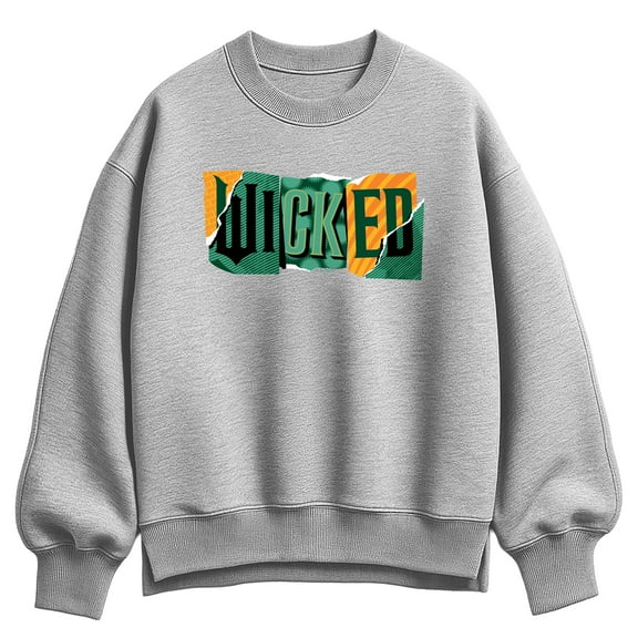 Wicked -  Ripped Logo - Ladies Oversized Fleece Crew Sweatshirt