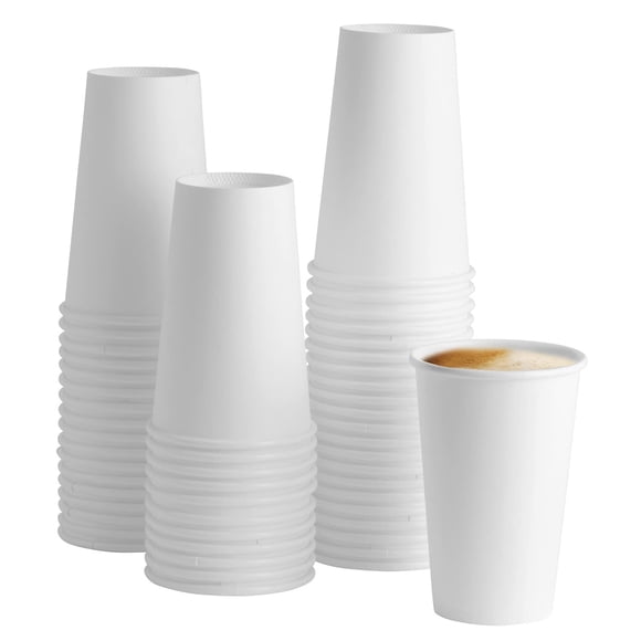 Vasos de café desechables GUSTO, papel blanco, 16 oz, 100 unidades