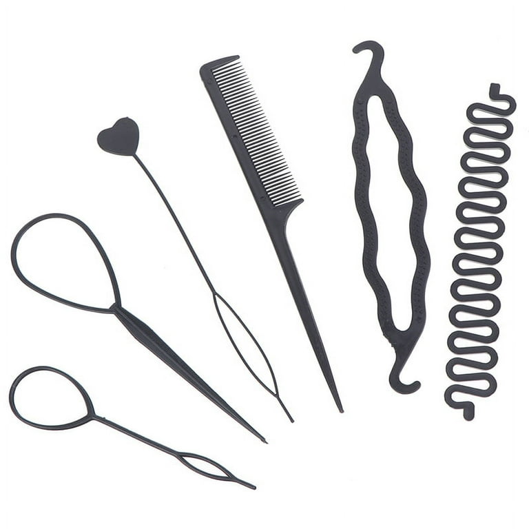 6pcs/set Hairstyle Braiding Tools Pull-through Hair Needle Hair Disk Hair  Comb