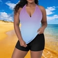 thumbnail image 2 of FAWUUDO Women's Plus Size Swimsuit Two Piece Tankini Swim Suits Print Ruched Bathing Suits Tummy Control Swimwear Beach, 2 of 7