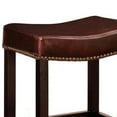thumbnail image 2 of Tudor Backless 26" Stationary Barstool In Antique Brown Leather With Nailhead Accents Mbs-013, 2 of 2