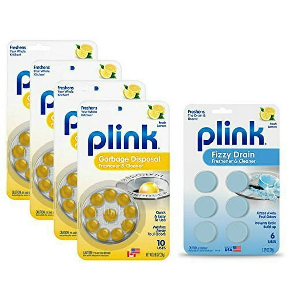 Plink Garbage Disposal Cleaner & Disposer Deodorizer 40 Lemon Treatment Pack and Plink Fizzy Drain Cleaner 6 Treatment Pack Combo