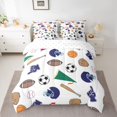 thumbnail image 2 of Homewish Rugby Helmet 7 Pieces Bedding Comforter Set,Ball Sport Game Full Bedding Set,White Brown Blue Fitted Sheet Flat Sheet For Boys Teens,Luxury Bedroom Decor Reversible, 2 of 8
