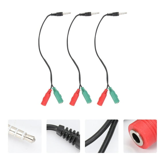 Masteelf 3pcs Headphone Splitter 2 In 1 Speaker Headphone Cable Splitter Laptop Earphone