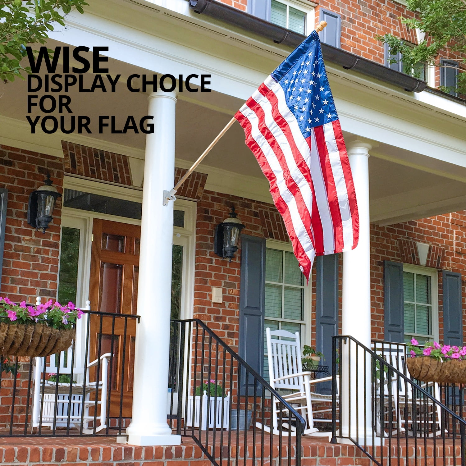 Anley 56" Pine Wooden House Flagpole - for Sleeve House Flags (28" x 40") - Wood Flag Pole with Tangle Free Design, Rotating Rings and Anti-Wrap Tube