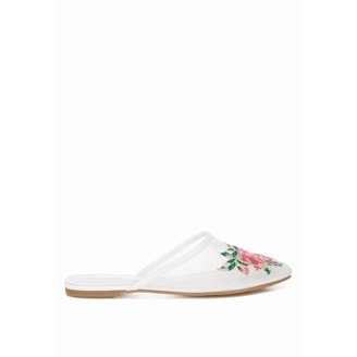 London Rag Twiggy Glitter Faux Leather Flat Mules - Slip-On Pointed Toe Shoes With Comfort Cushion