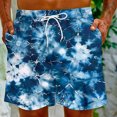 thumbnail image 7 of Dagegui Mens Casual Beach Shorts Tie Dye Printed Summer Shorts Loose Elastic Waist Drawstring Shorts Big and Tall Outdoor Travel Shorts with Pockets Blue 4XL, 7 of 7