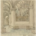 thumbnail image 2 of Wilhelm Cornelis Bauer 12x12 Black Ornate Wood Framed Double Matted Museum Art Print Titled: Interior of Notre -Dame in Paris (1872 - 1904), 2 of 5