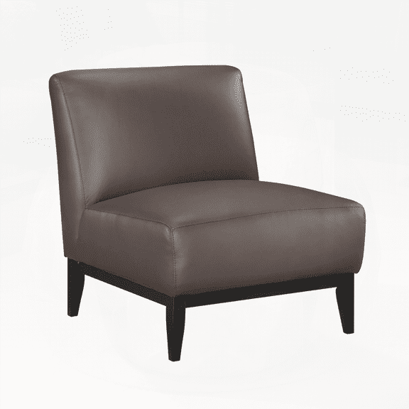1-Piece Brown Leather Upholstered Accent Chair with Solid Wood Frame and Luxurious Cushion
