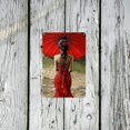 thumbnail image 5 of Vintage 8" x 12" Metal Wall Art - Elegant Traditional Attire with Red Umbrella and Floral Design, Retro Aluminum Decor for Home Bar or Club, Metal Wall Art Decor, 5 of 8