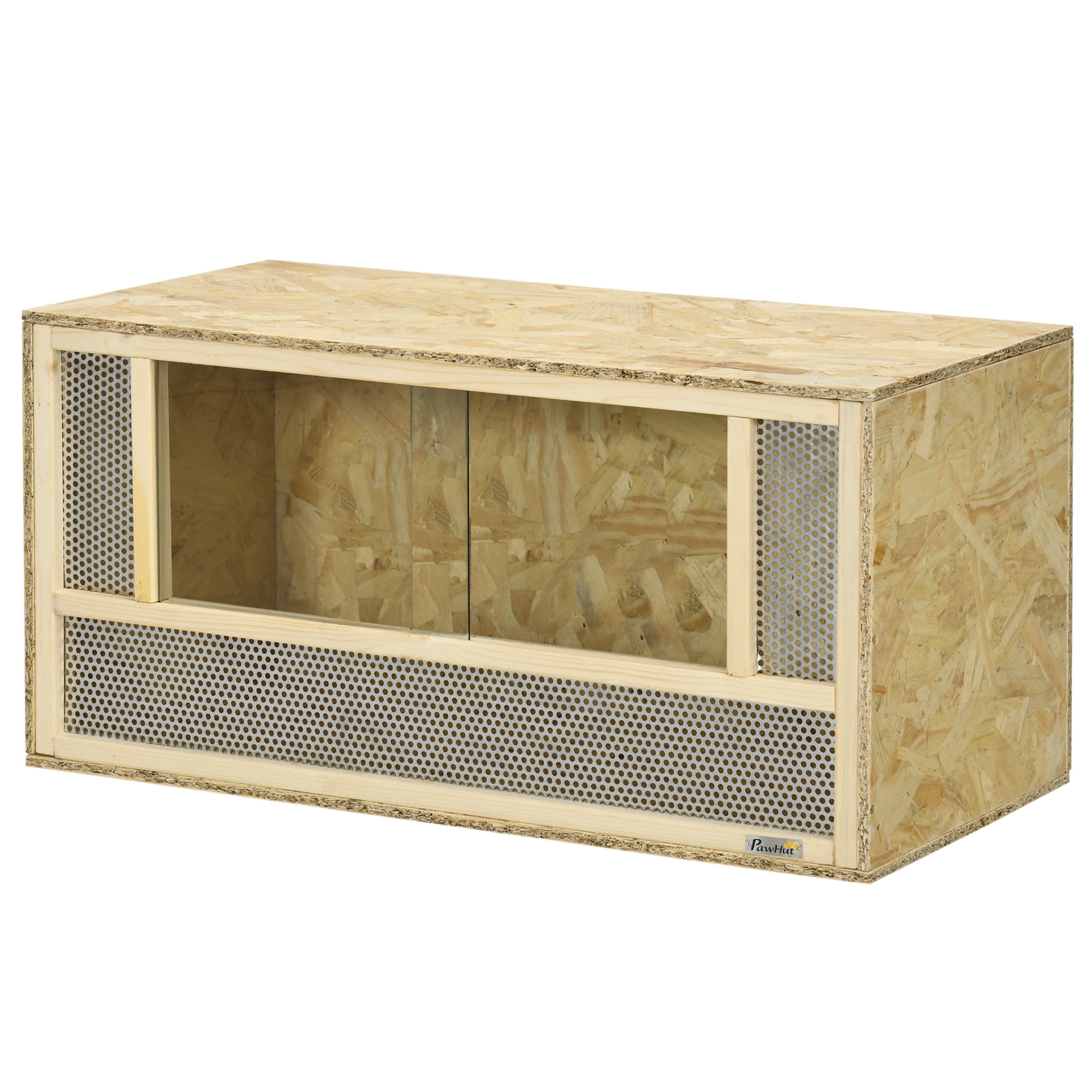 Wooden Reptile Terrarium with Sliding Glass Door, 31.5" x 15.7" x 15.7" Habitat for Chameleon, Lizard, Snake, Frog, Turtle