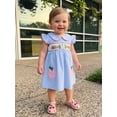 thumbnail image 5 of BemeyourBBs Toddler Baby Girl Back To School Dress Kindergarten Outfits Baby Girls First Day of School Outfit Summer Plaid Dress Apple Book Embroidered Flutter Sleeve Doll Collar Smocked Dress, 5 of 8