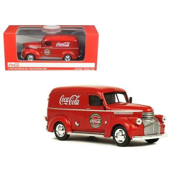 Fourgonnette de Livraison à Panneaux 1945 « Coca-Cola » Rouge 1/43 Voiture Modèle Moulée sous Pression par Motorcity Classics